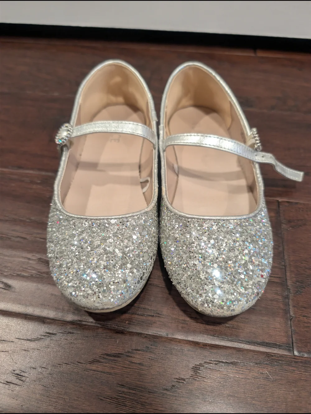 PLACE Silver Glitter Mary Jane Girls Dress Shoes Size 3